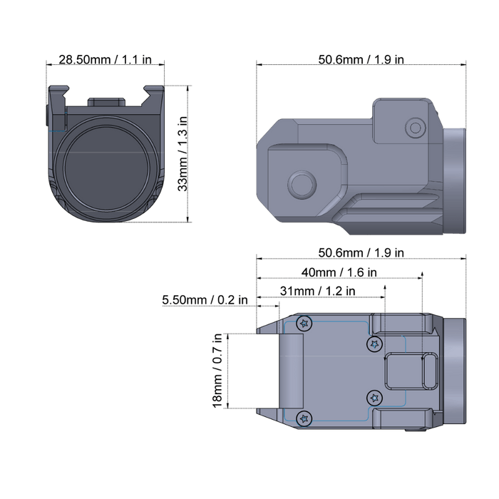 Vector Scrapper Pistol Lygte Compact, Tan Vector Optics