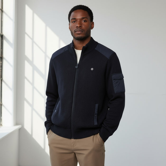 Veste Alfred bleu foncé homme serge blanco