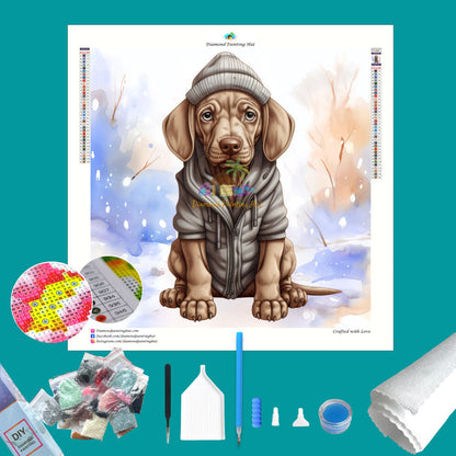Weimaraner Winter Diamond Painting