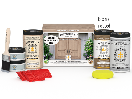 Wood'n Finish Front Door Kit (Double) - French Oak — Matte kit contents with door box