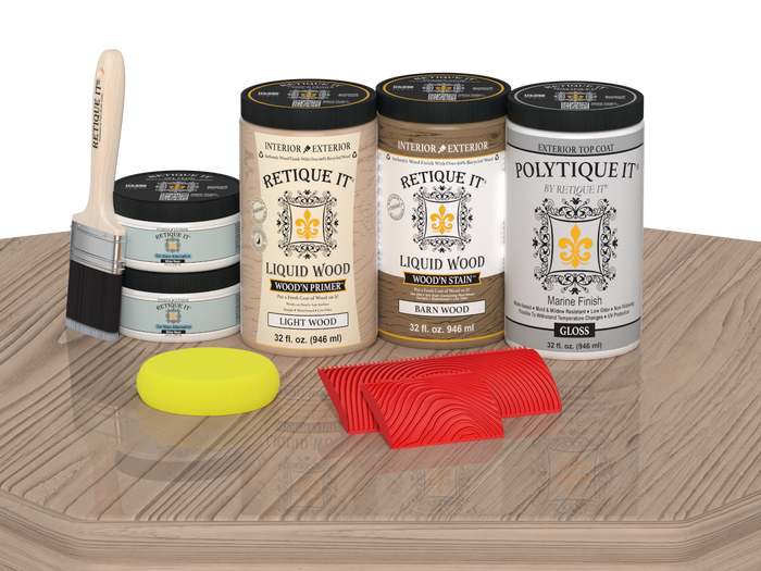 Wood'n Finish Front Door Kit (Double) - French Oak — Gloss kit contents