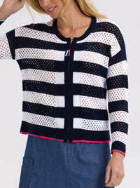 Zaket & Plover - Pointelle Zip Cardi - ZP7718 Navy