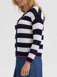 Zaket & Plover - Pointelle Zip Cardi - ZP7718 Navy