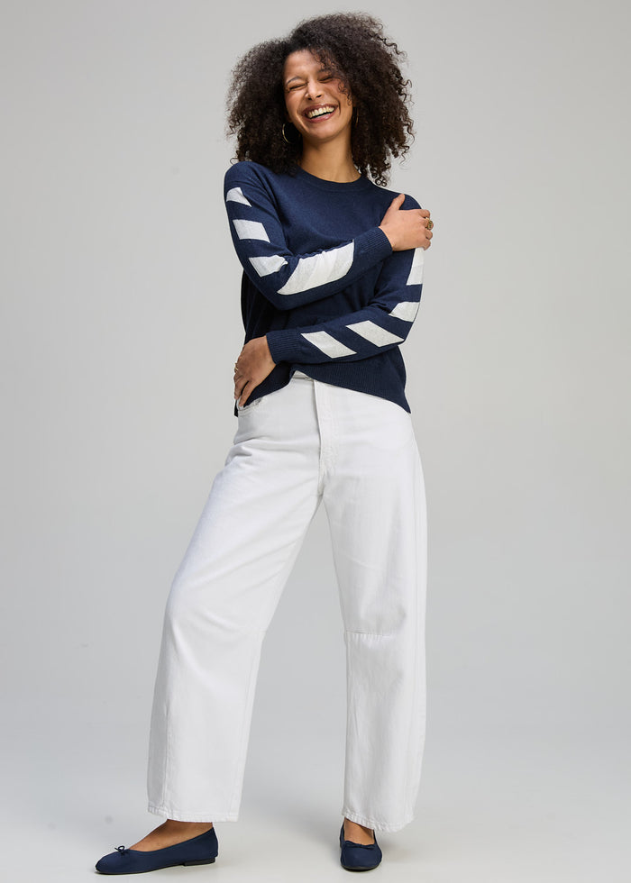 Zaket & Plover - Sleeve Accent Jumper - Dark Denim (ZP8105)