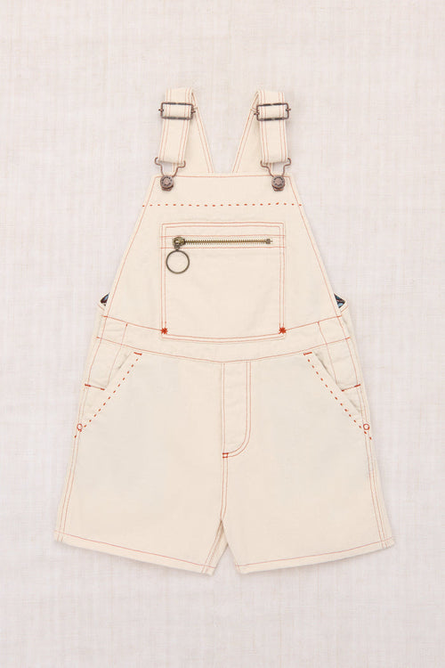 Zip Overall Shorts in Gesso Denim