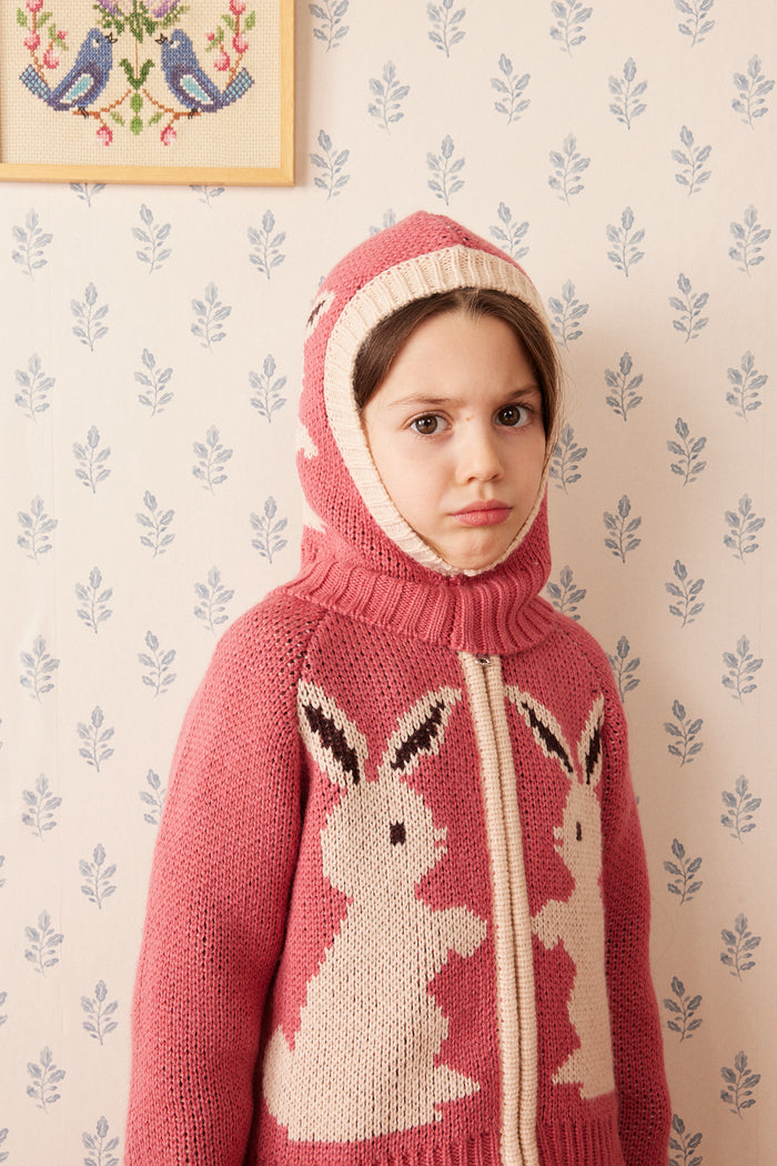 Ziply Rabbit Cardigan in Rose